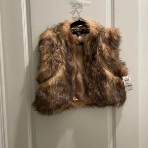 NWT INC Faux Fur Vest, Brown, S
